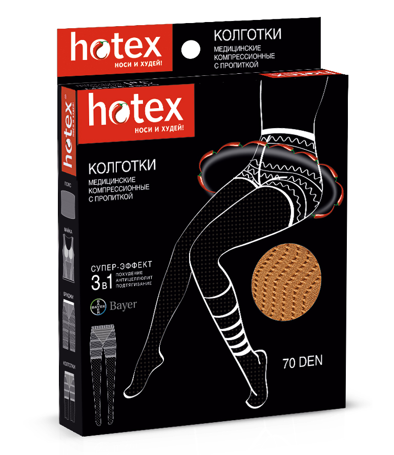 Hotex колготки с шортиками корректирующие черн. 70ден