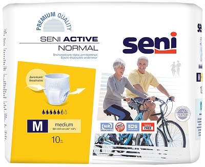 Сени Актив Нормал(Seni Active Normal) впитывающие трусы д/взр. M №10 средние талия 80-110