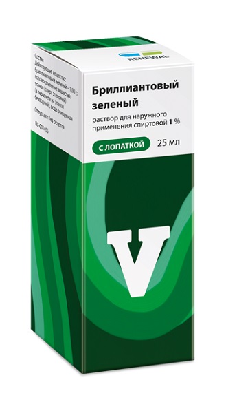 Бриллиантовый зелен.р-р спирт. 1% 25мл с лопаткой Renewal